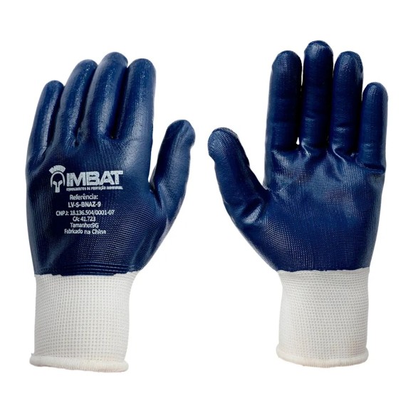 Luva Ondulada Nitrila Azul 9"(G) IMBAT