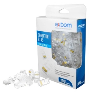 Conector Cristal RJ45 8P8C C/100 EXBOM