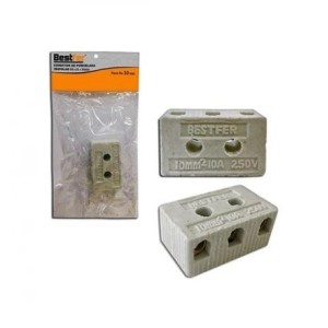 Conector de Porcelana 10MM 3 POLOS BESTFER